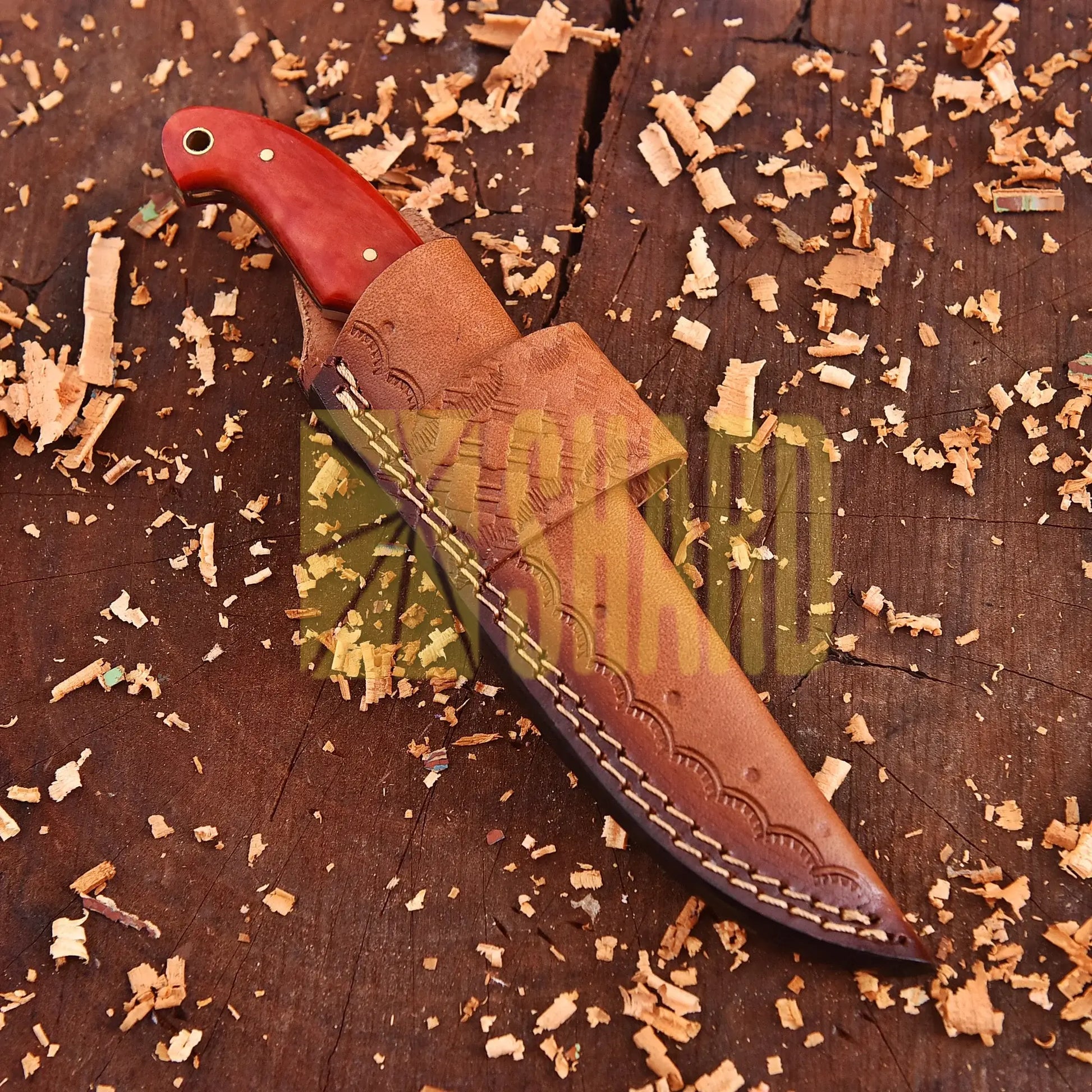 Clear steel kitchen tool with orange wood handle and bolster – The Embercrest Companion