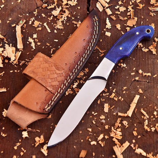 Handcrafted clear steel kitchen tool with sapphire resin handle – The Sapphire Grace by Shard Blade