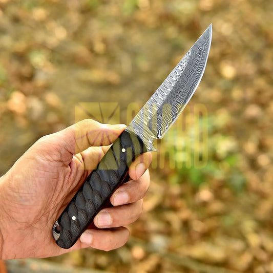 “Blackback” – 9" Handmade Damascus Steel Skinner Knife with a Bottle Opener by Shard Blade&nbsp;