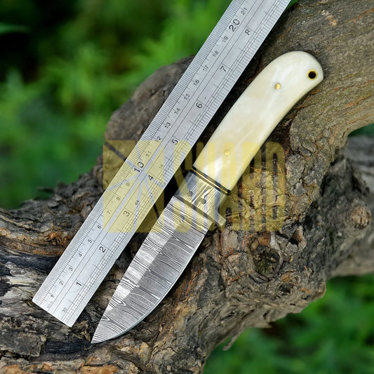 “Ironclad Slicer” – Polished Legacy, Forged for Precision - 8" Handmade Custom Damascus Steel Skinner Blade