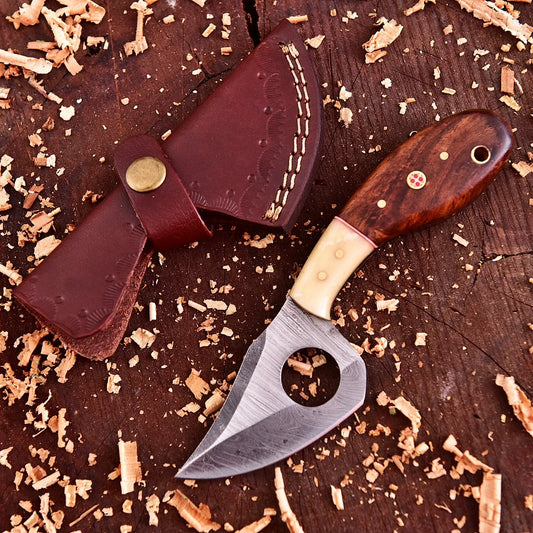 Damascus steel kitchen tool with Forestflare walnut handle and bone bolster – Forestflare by Shard Blade