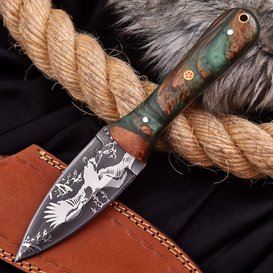 Hand-forged carbon steel collectible with woodland resin handle – American Eagle gift piece