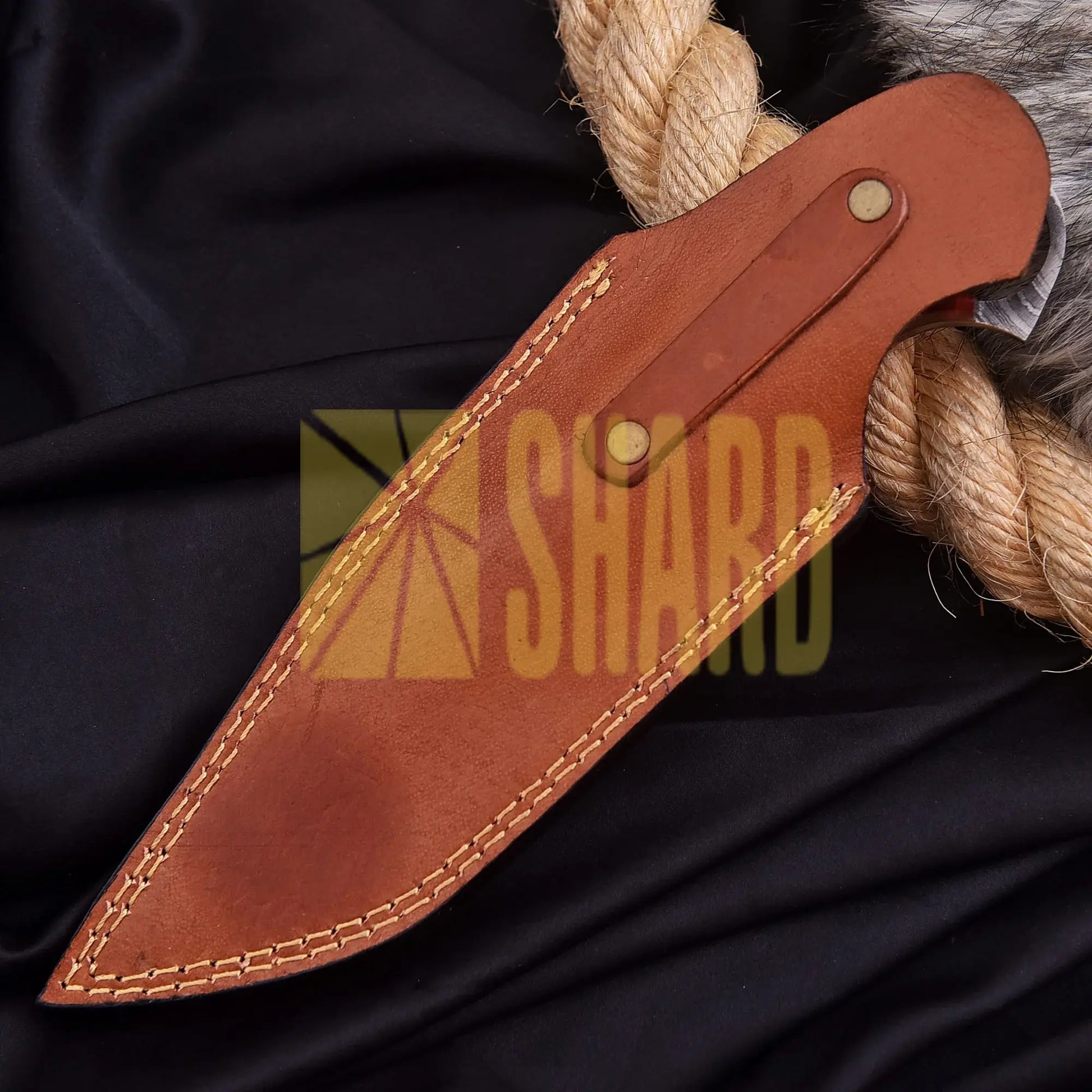 Hand-forged Damascus steel collectible with raindrop pattern and ruby red resin handle – Raindrop Mini gift piece
