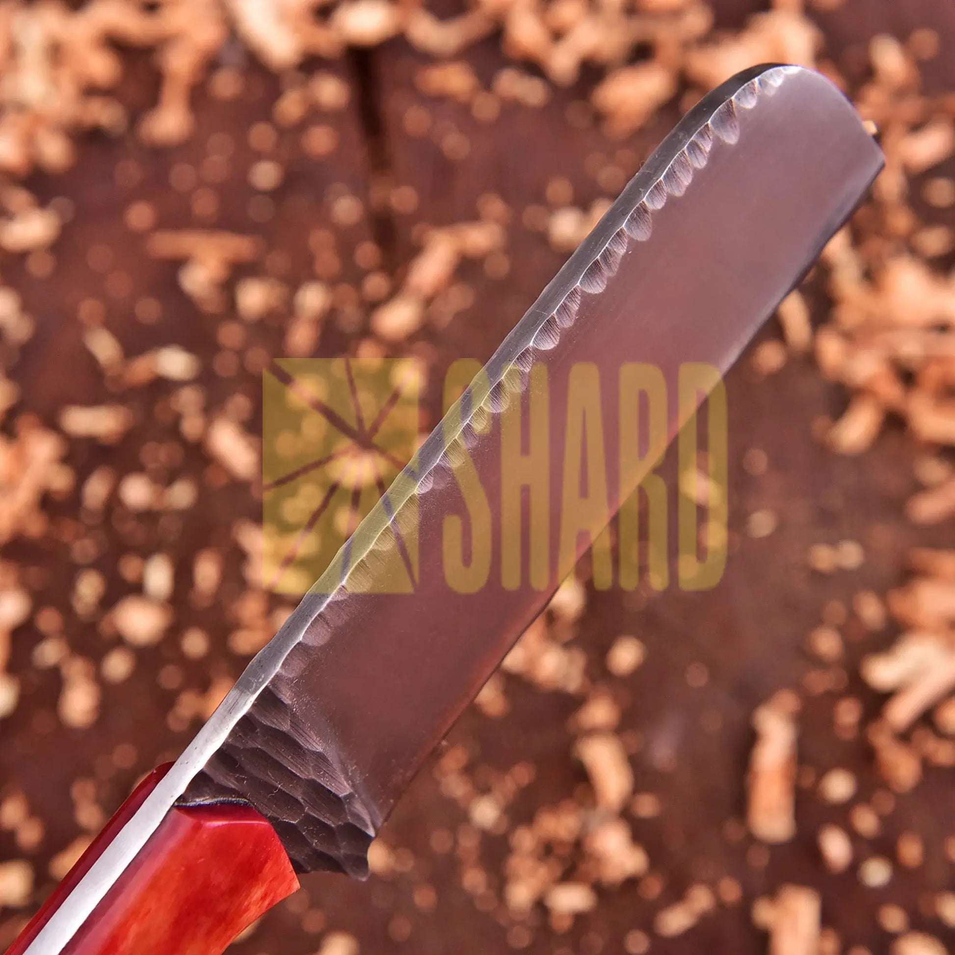 Clear steel and carbon steel kitchen tool with Glimmershard dyed bone handle – Glimmershard by Shard Blade