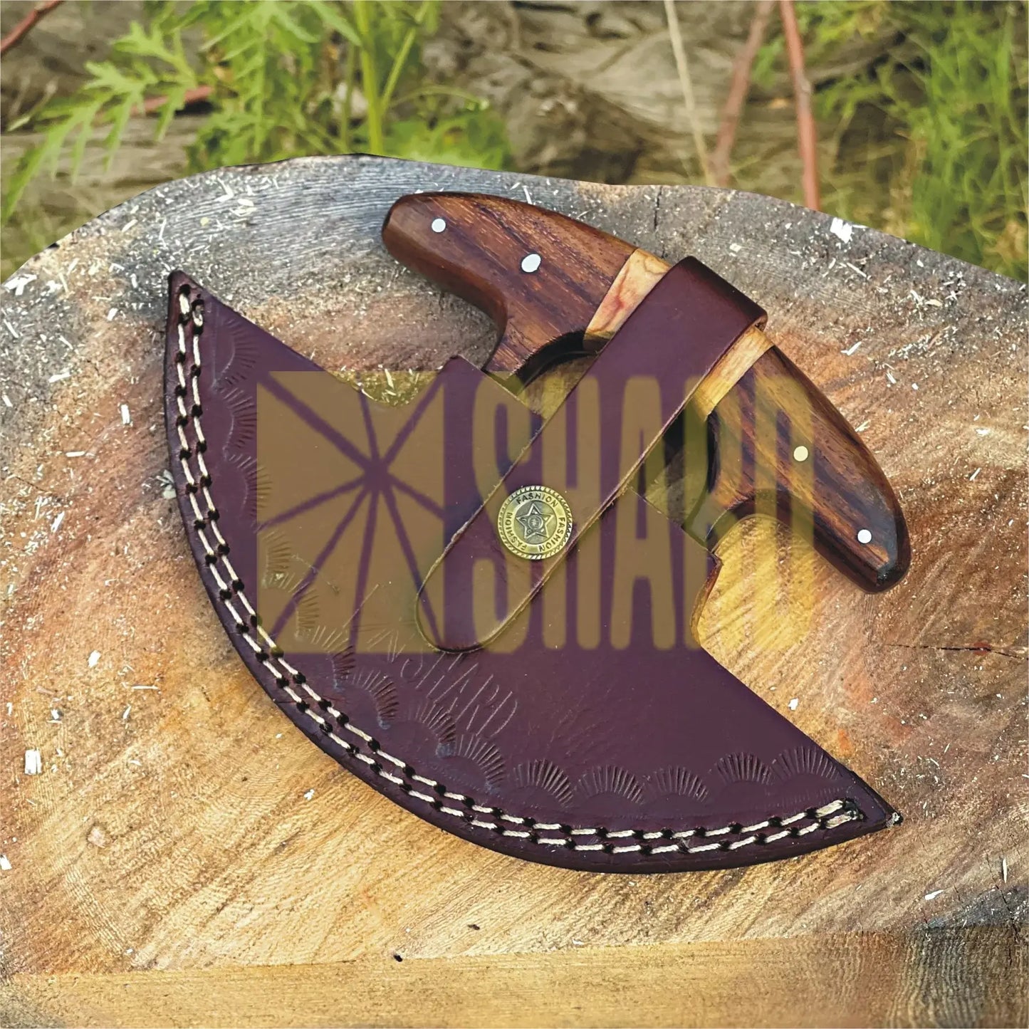 Tundra Edge Damascus Ulu Rocker – 6” Hand-Forged Pizza & Salad Chopper by Shard Blade