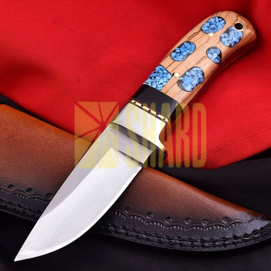 Trailborn – Hand-Forged Outdoor Custom J2 Steel Skinner Blade with Leather Carrying Case | Perfect Gift for Family & Outdoor Adventurers