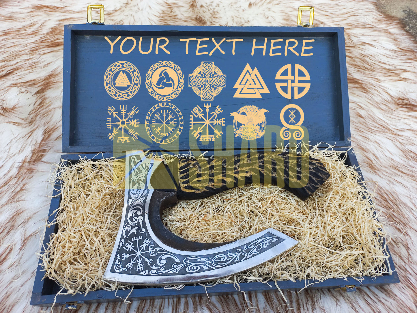 SHARD BLADE HAND FORGED Carbon Steel Pizza Cutter Battle Ready Throwing Axe  Hatchet VIKING Axe +Sheath With Gifting Box - PX01