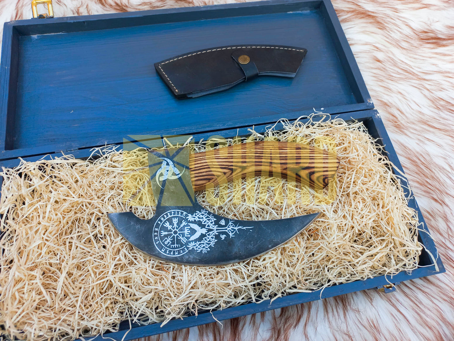 SHARD BLADE HAND FORGED Carbon Steel Pizza Cutter Battle Ready Throwing Axe  Hatchet VIKING Axe +Sheath With Gifting Box - PX03