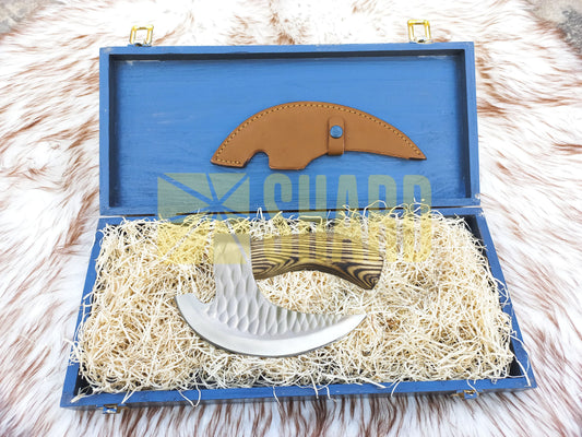 SHARD BLADE HAND FORGED Carbon Steel Pizza Cutter Battle Ready Throwing Axe  Hatchet VIKING Axe +Sheath With Gifting Box - PX04