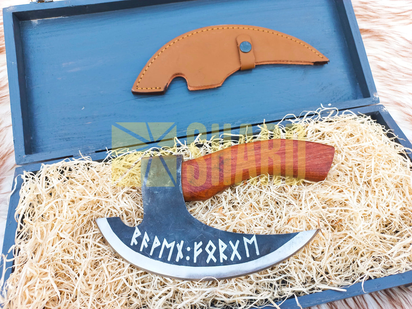 SHARD BLADE HAND FORGED Carbon Steel Pizza Cutter Battle Ready Throwing Axe  Hatchet VIKING Axe +Sheath With Gifting Box - PX05