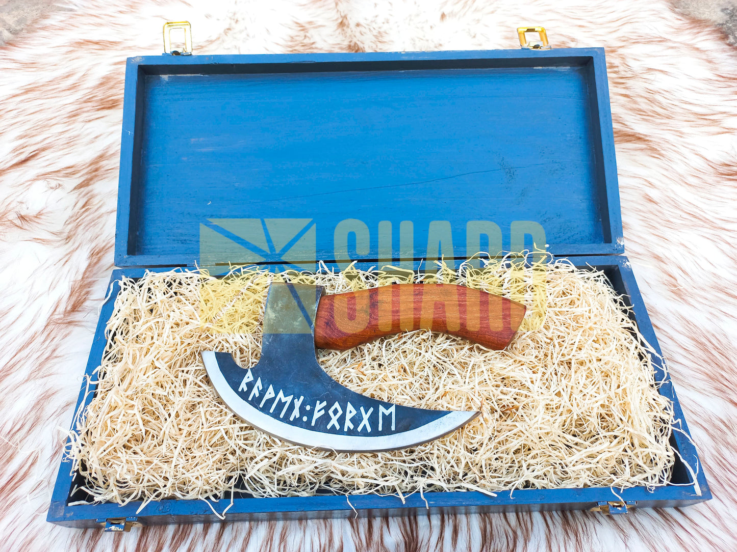 SHARD BLADE HAND FORGED Carbon Steel Pizza Cutter Battle Ready Throwing Axe  Hatchet VIKING Axe +Sheath With Gifting Box - PX05