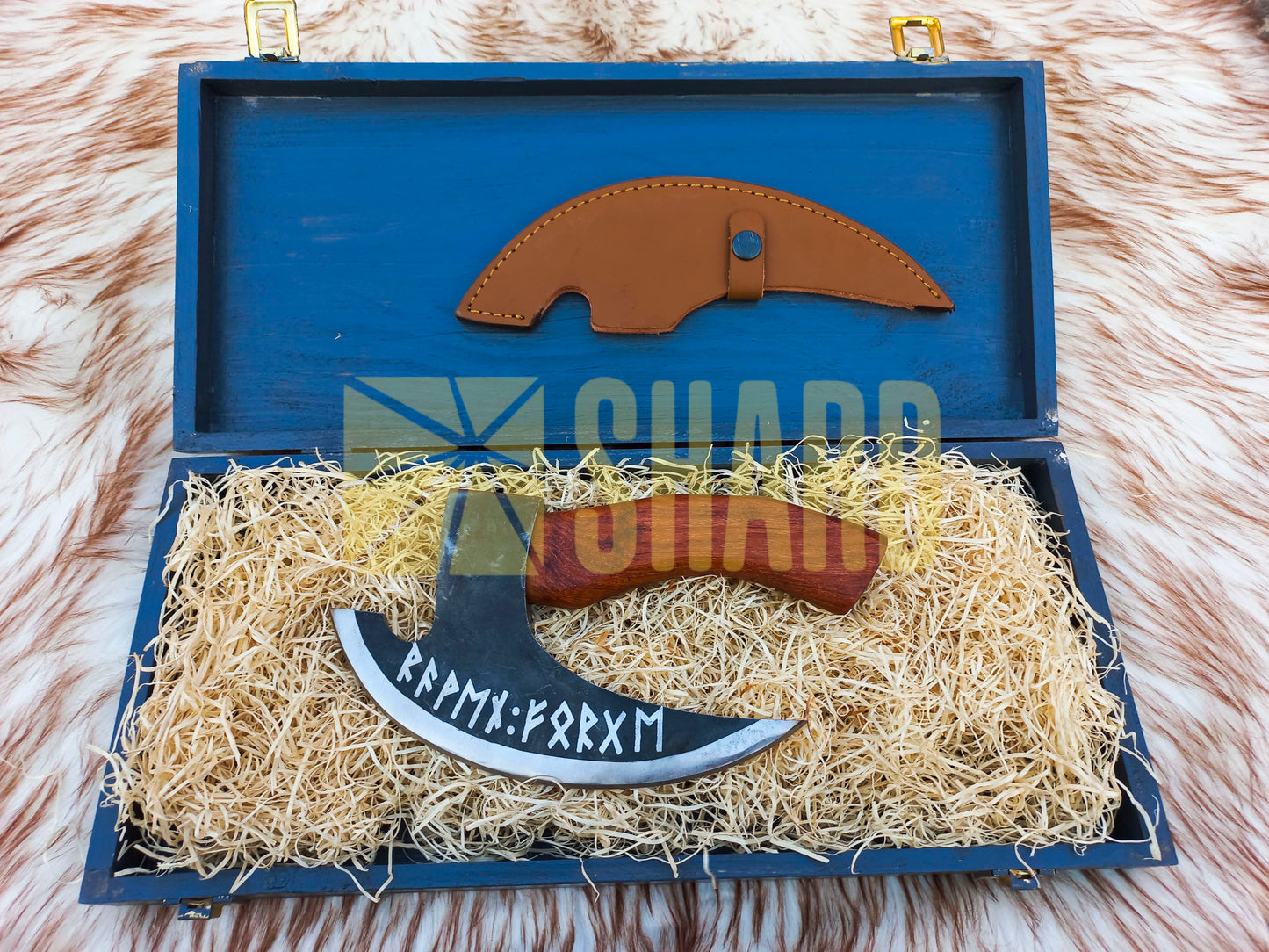 SHARD BLADE HAND FORGED Carbon Steel Pizza Cutter Battle Ready Throwing Axe  Hatchet VIKING Axe +Sheath With Gifting Box - PX05