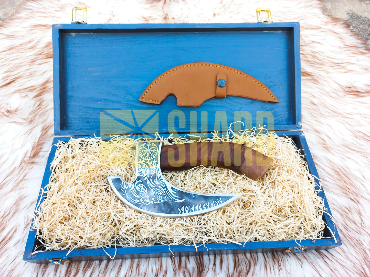 SHARD BLADE HAND FORGED Carbon Steel Pizza Cutter Battle Ready Throwing Axe  Hatchet VIKING Axe +Sheath With Gifting Box - PX06