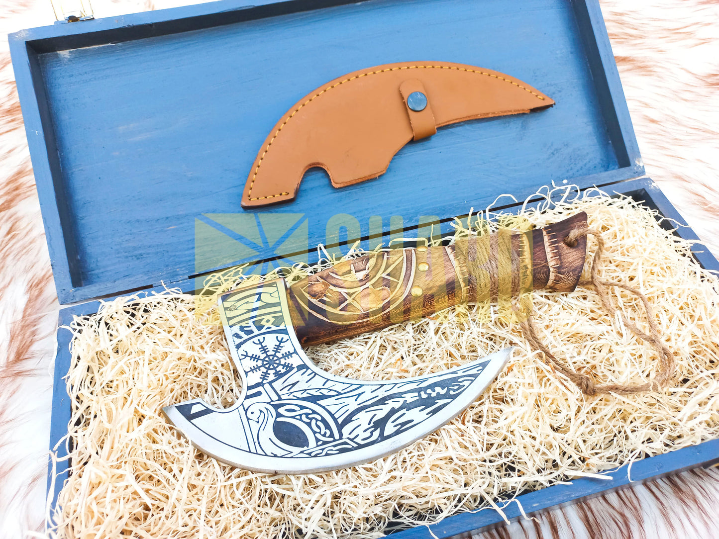 SHARD BLADE HAND FORGED Carbon Steel Pizza Cutter Battle Ready Throwing Axe  Hatchet VIKING Axe +Sheath With Gifting Box - PX07