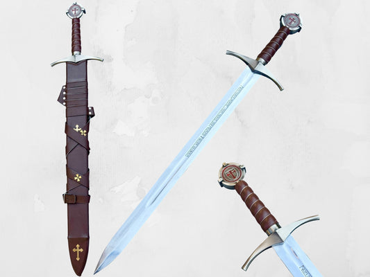 Shardblade Handmade Medieval The Accolade Sword of Templer Replica, Viking Sword with Scabbard, Stainless Steel Blade, Decoration, Collection, Cosplay, (Templar)