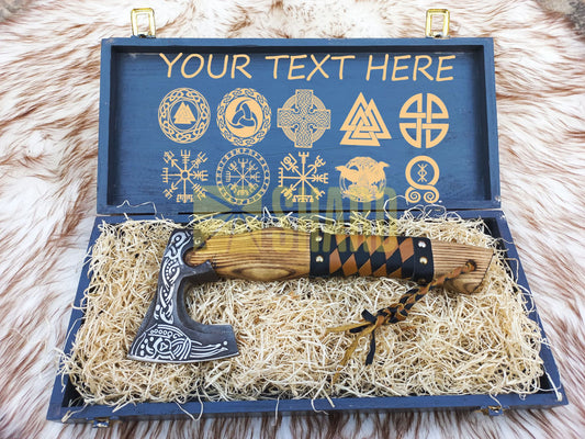 SHARD BLADE HAND FORGED Carbon Steel Hatchet VIKING Axe Battle Ready Throwing Axe +Sheath With Gifting Box - AX103