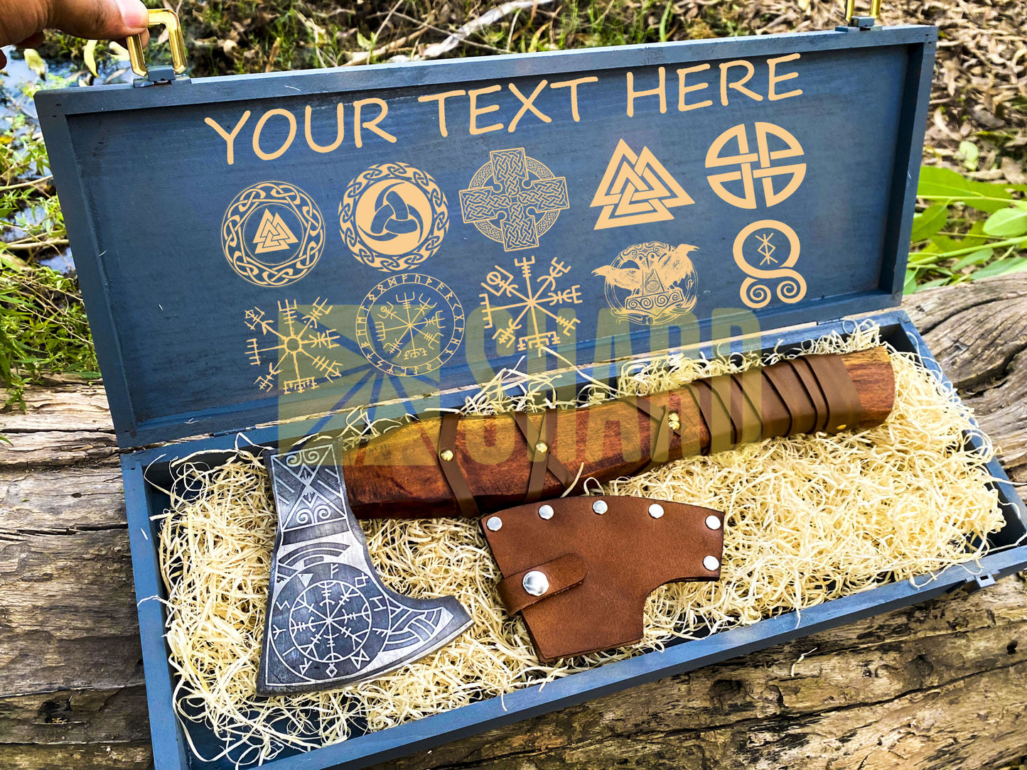 SHARD BLADE HAND FORGED Carbon Steel Battle Ready Throwing Axe  Hatchet VIKING Axe +Sheath With Gifting Box - AX124