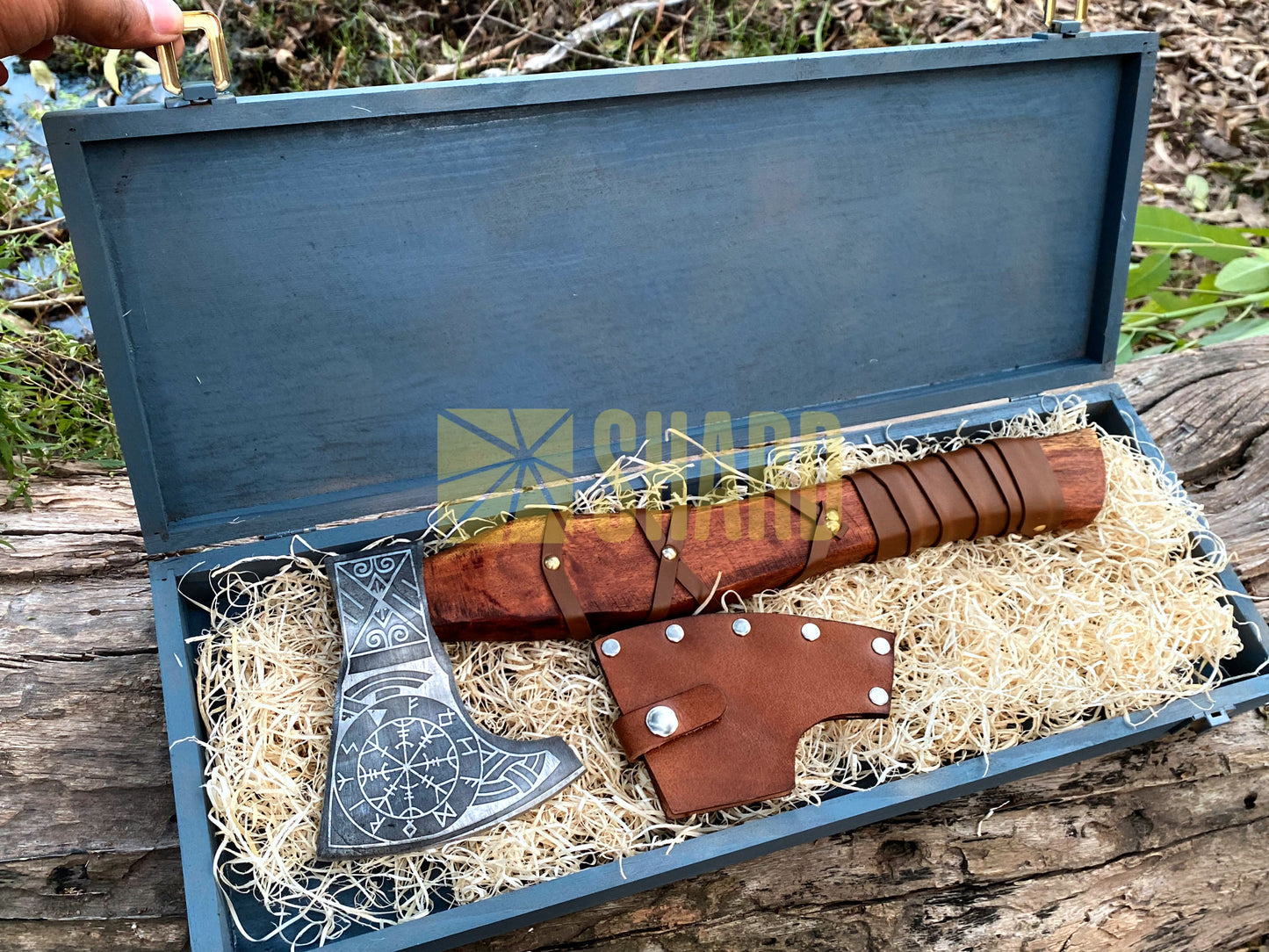 SHARD BLADE HAND FORGED Carbon Steel Battle Ready Throwing Axe  Hatchet VIKING Axe +Sheath With Gifting Box - AX124