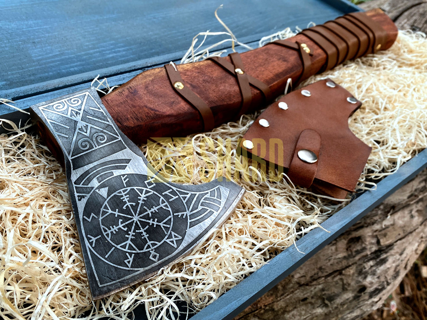 SHARD BLADE HAND FORGED Carbon Steel Battle Ready Throwing Axe  Hatchet VIKING Axe +Sheath With Gifting Box - AX124