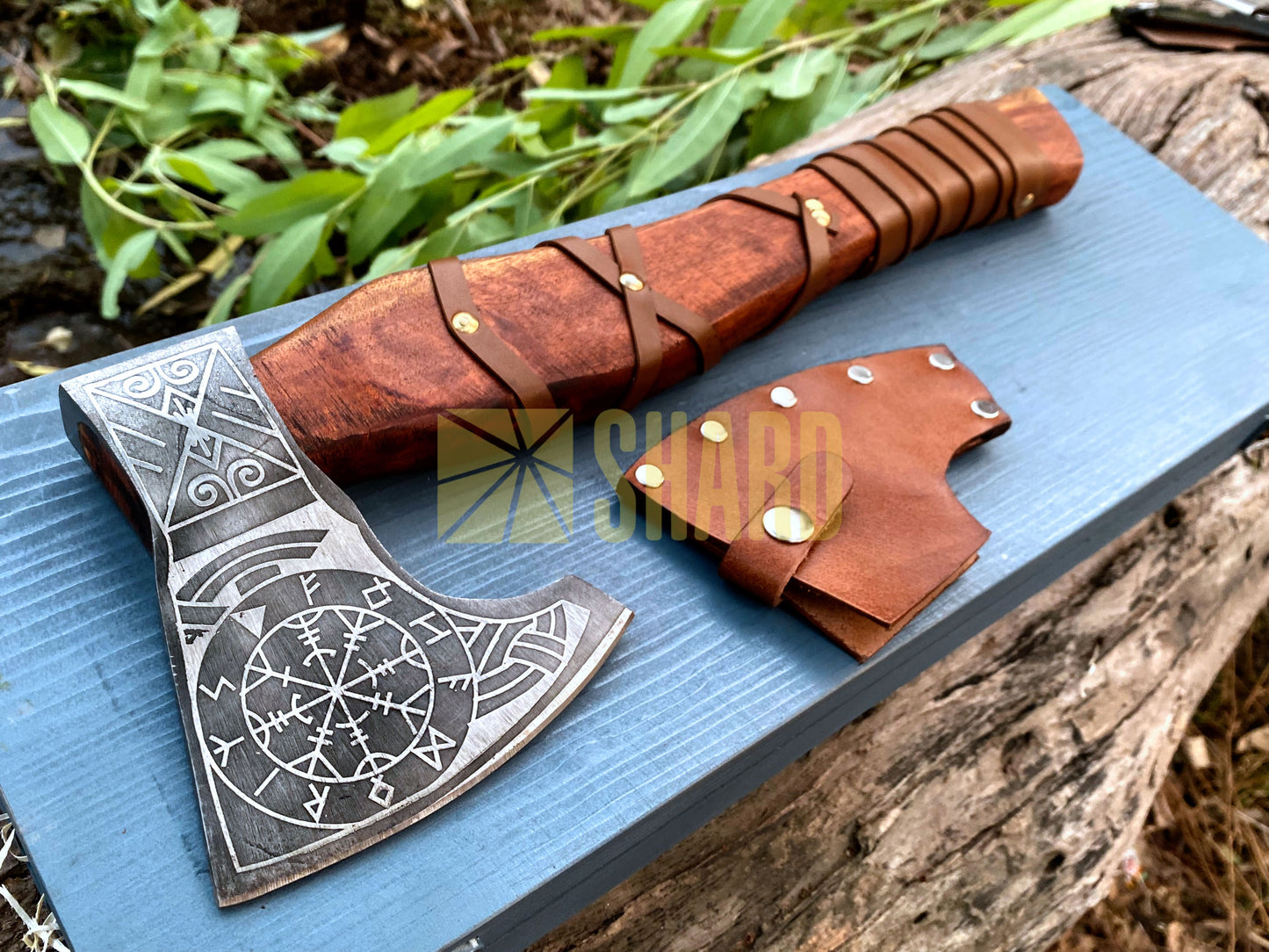 SHARD BLADE HAND FORGED Carbon Steel Battle Ready Throwing Axe  Hatchet VIKING Axe +Sheath With Gifting Box - AX124