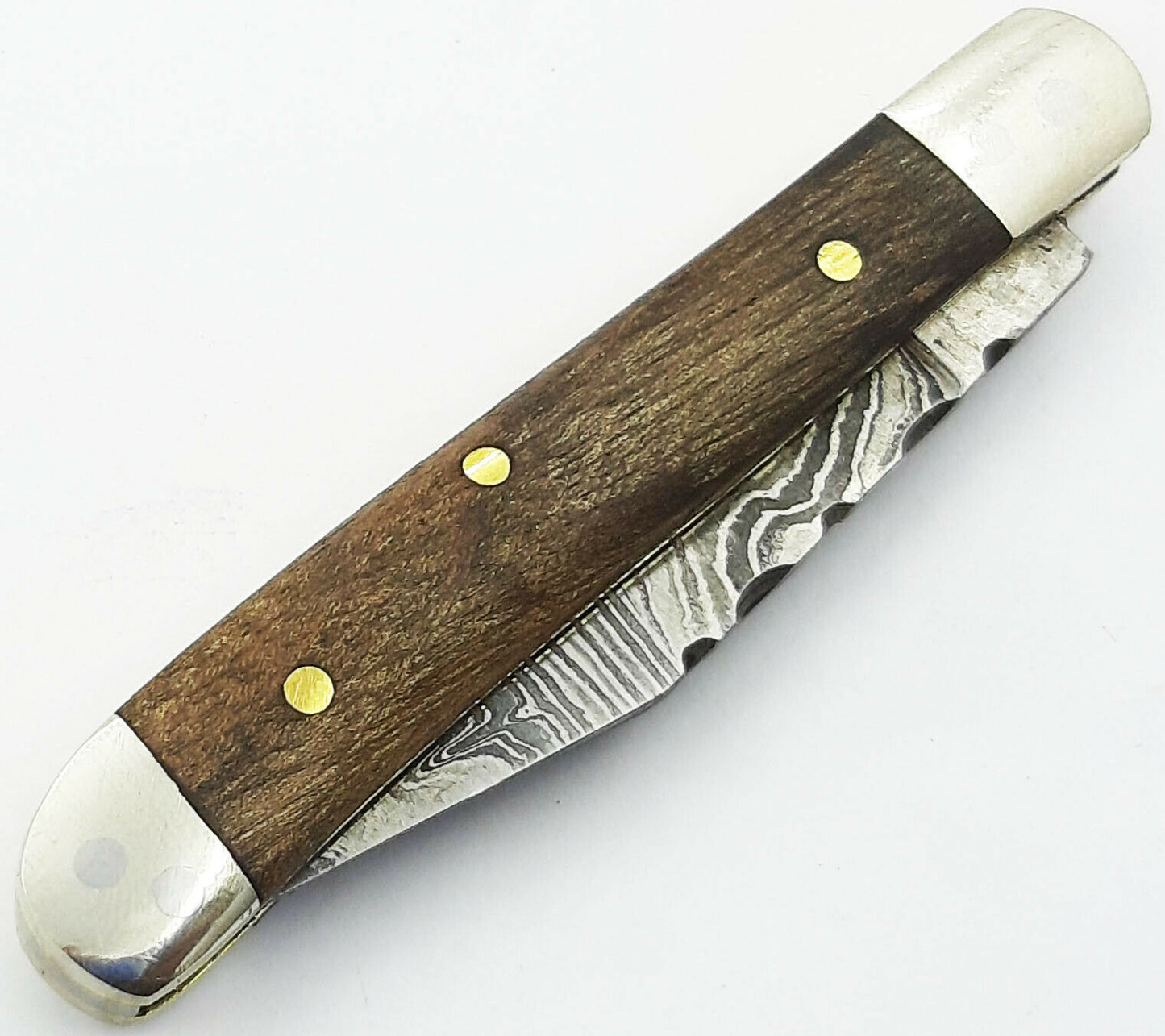 Handmade Damascus Steel Folding Mini Trapper Pocket Knife "Rose Wood Handle"