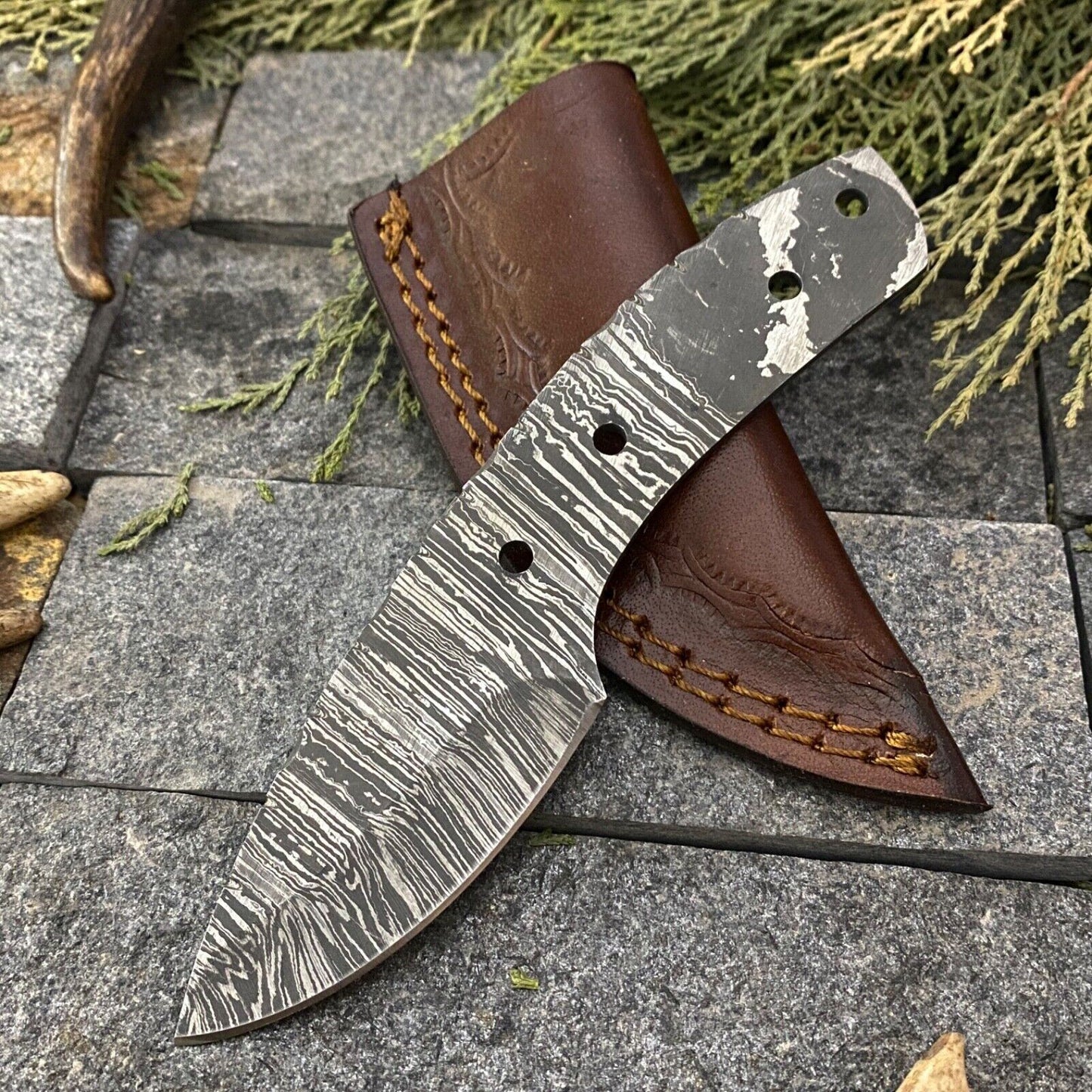 SHARD CUSTOM HAND FORGED DAMASCUS STEEL HUNTING FULL TANG BLANK BLADE KNIFE