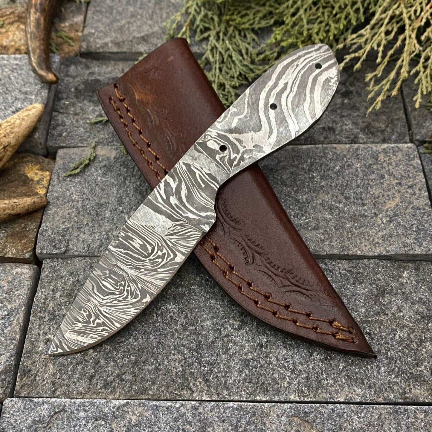 SHARD BLADE CUSTOM HAND FORGED DAMASCUS STEEL HUNTING TANG BLANK BLADE KNIFE