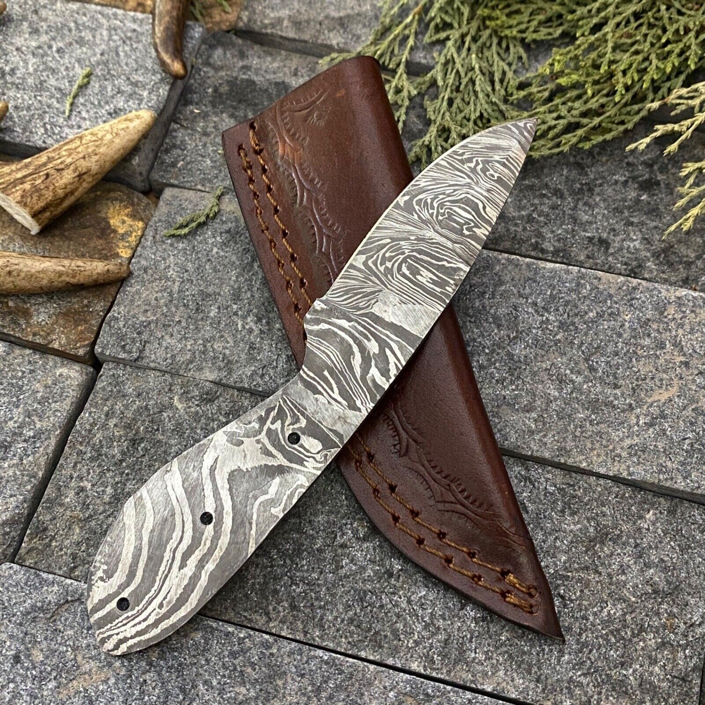 SHARD BLADE CUSTOM HAND FORGED DAMASCUS STEEL HUNTING TANG BLANK BLADE KNIFE