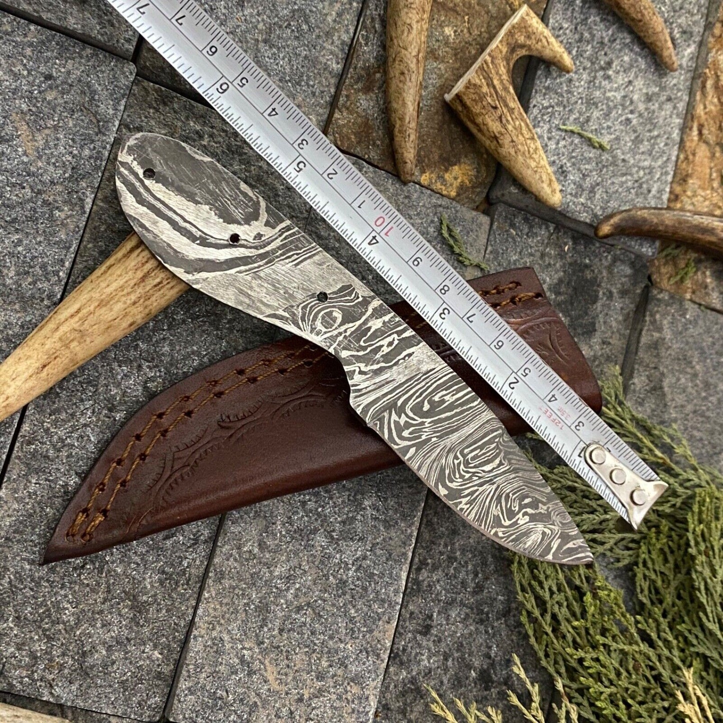 SHARD BLADE CUSTOM HAND FORGED DAMASCUS STEEL HUNTING TANG BLANK BLADE KNIFE