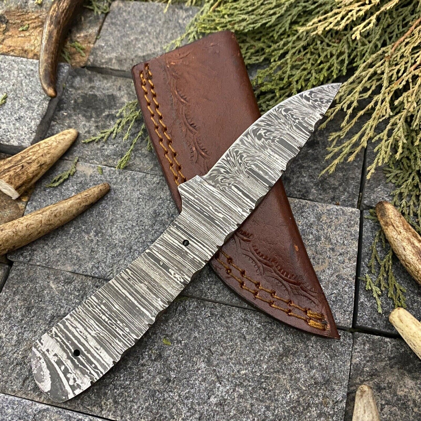 SHARD BLADCUSTOM HAND FORGED DAMASCUS STEEL HUNTING SKINNER BLANK BLADE KNIFE