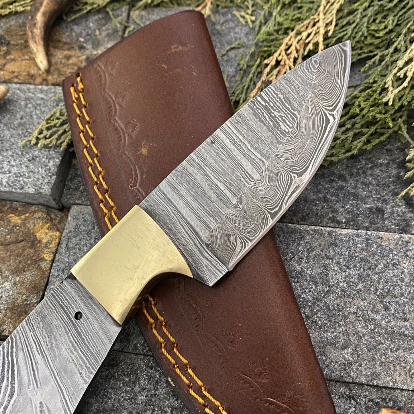 SHARD CUSTOM HAND FORGED DAMASCUS HUNTING FULL TANG BLANK BLADE SKINNER KNIFE