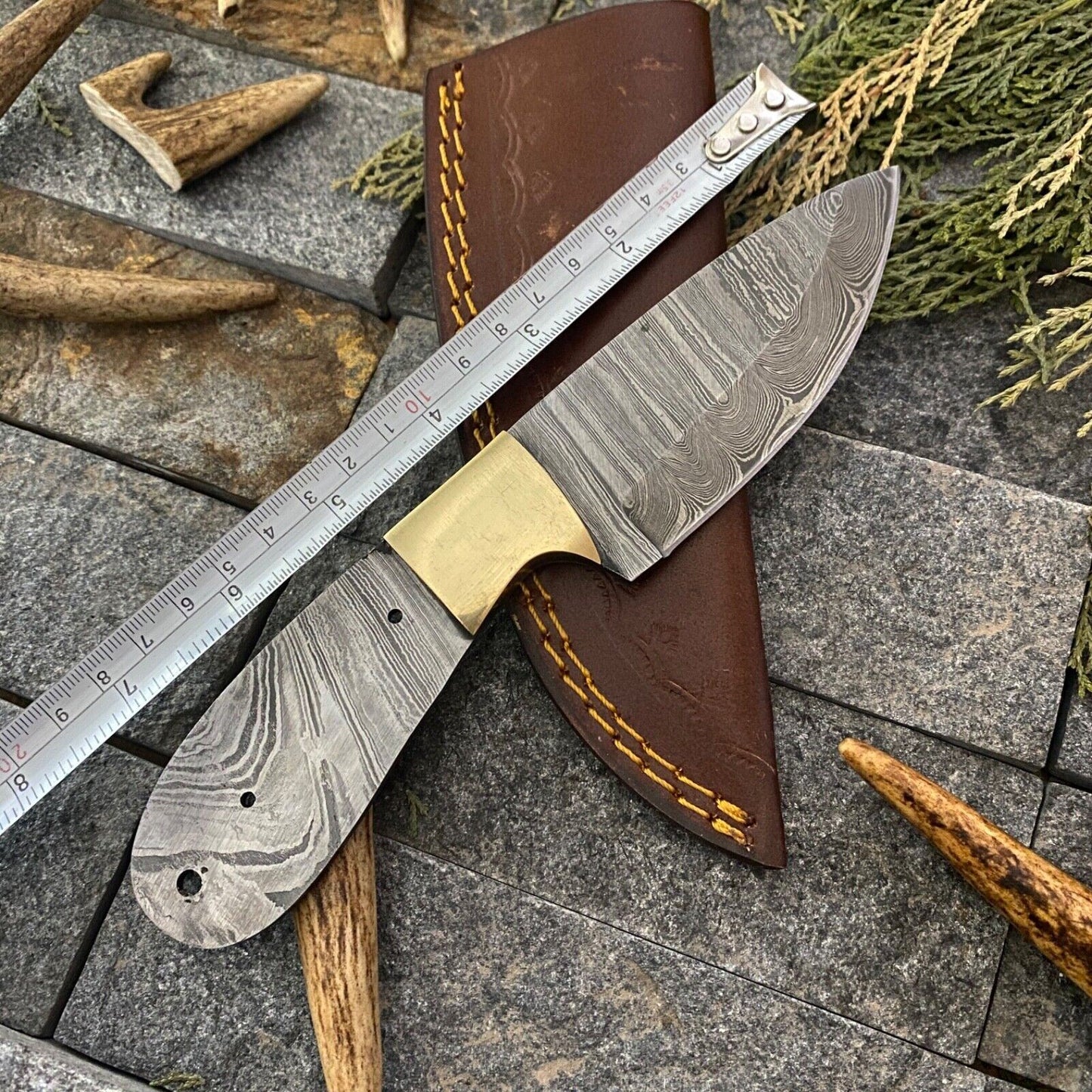 SHARD CUSTOM HAND FORGED DAMASCUS HUNTING FULL TANG BLANK BLADE SKINNER KNIFE