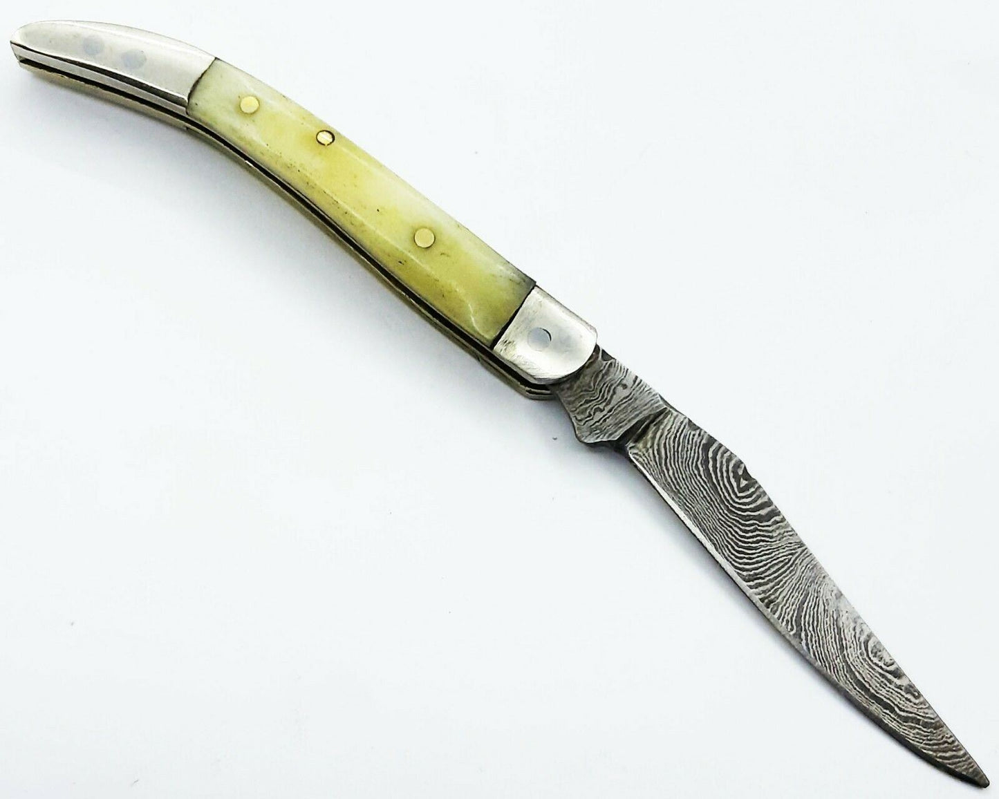Texas Toothpick Handmade Damascus Steel Folding Pocket Knife "Bone Handle"