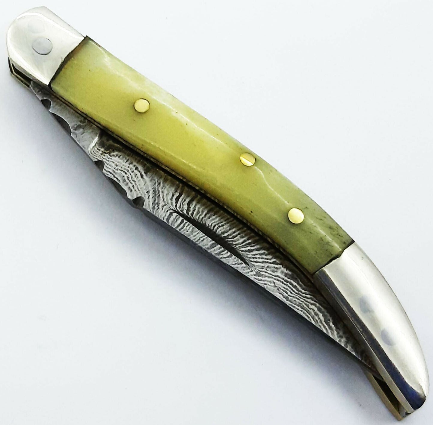 Texas Toothpick Handmade Damascus Steel Folding Pocket Knife "Bone Handle"
