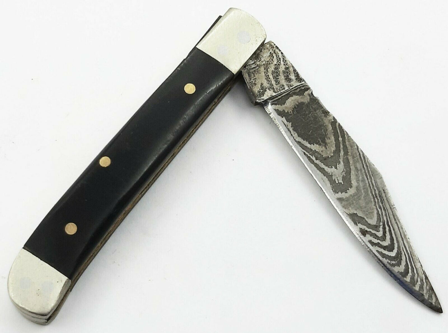 Handmade Damascus Steel Trapper Folding Pocket Knife"Buffalo Horn Handle"