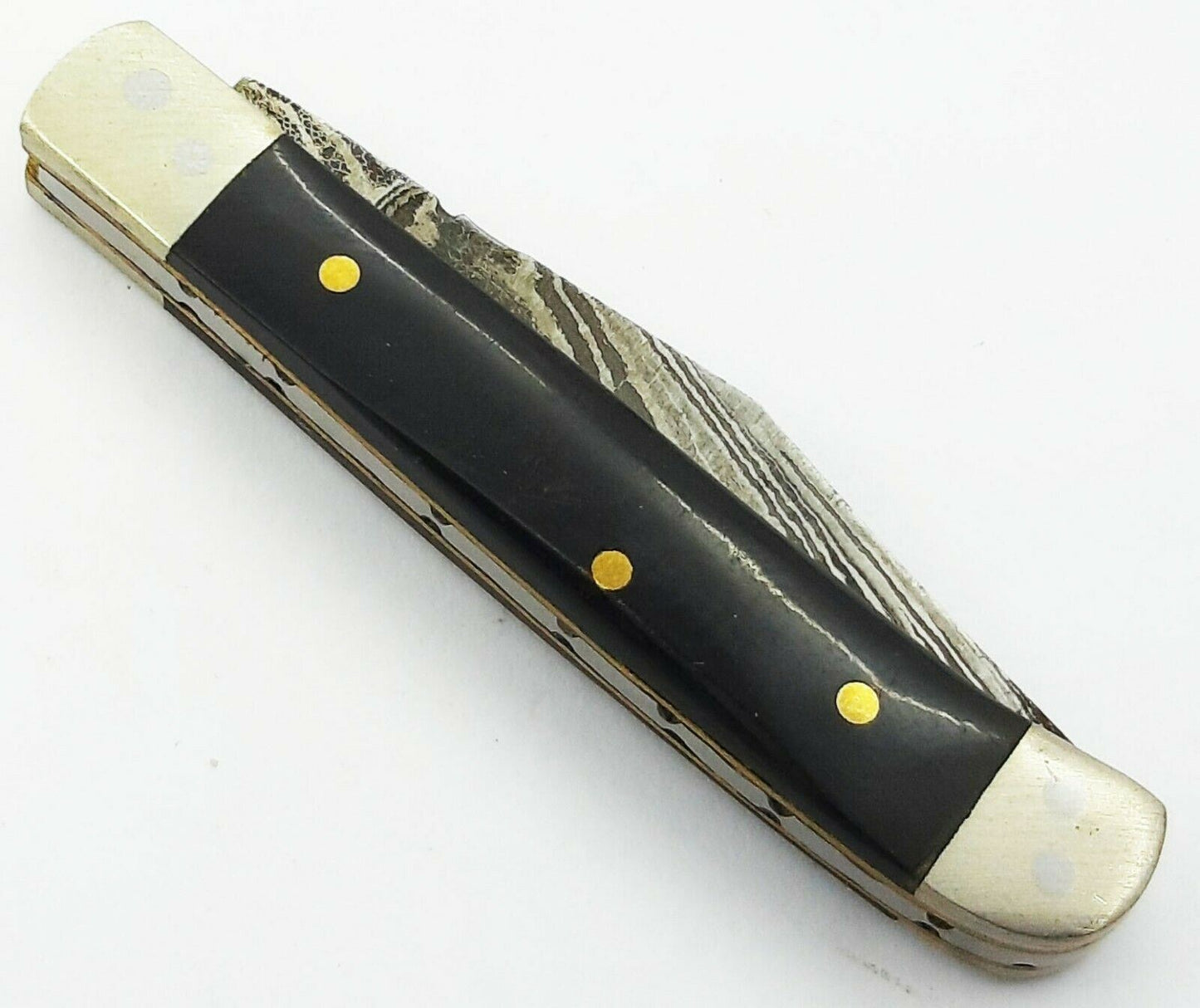Handmade Damascus Steel Trapper Folding Pocket Knife"Buffalo Horn Handle"