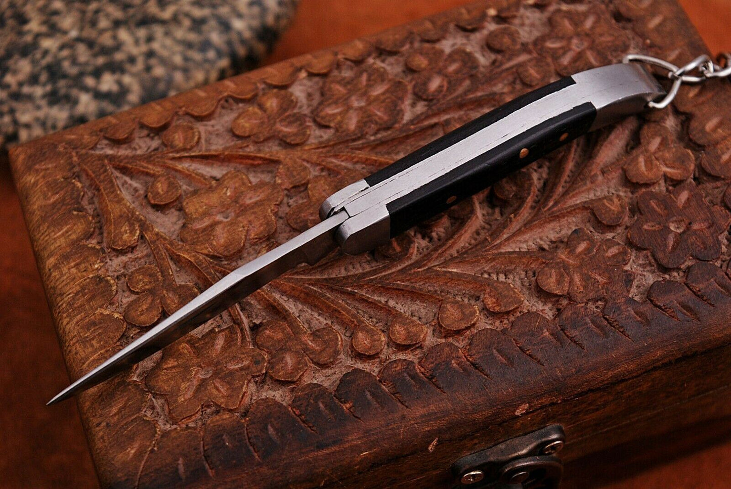 Texas Toothpick Handmade Stainless Steel key chain Knife "Rose Wood Handle"
