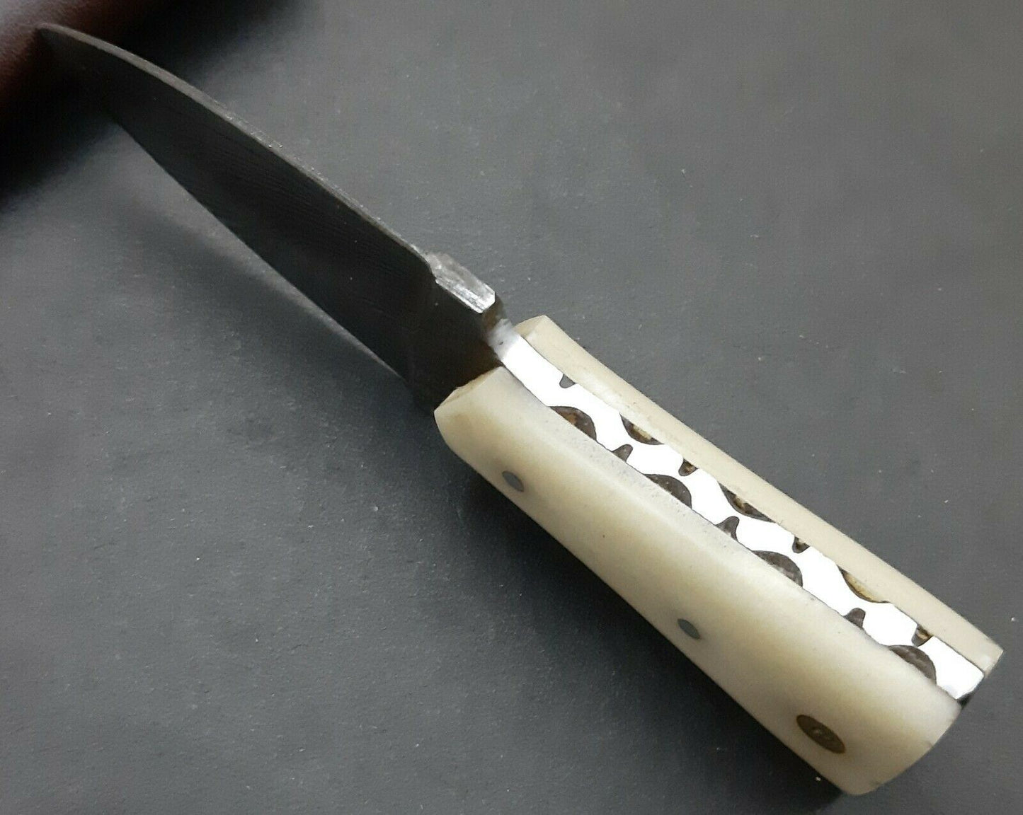 4.5" Handmade Damascus Steel  Mini Neck Dagger Knife "Camel Bone Handle"