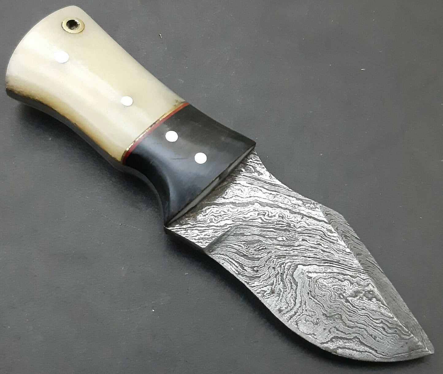 4.5" Handmade Damascus Steel Mini Neck Skinner Knife " Bone & Horn Handle"