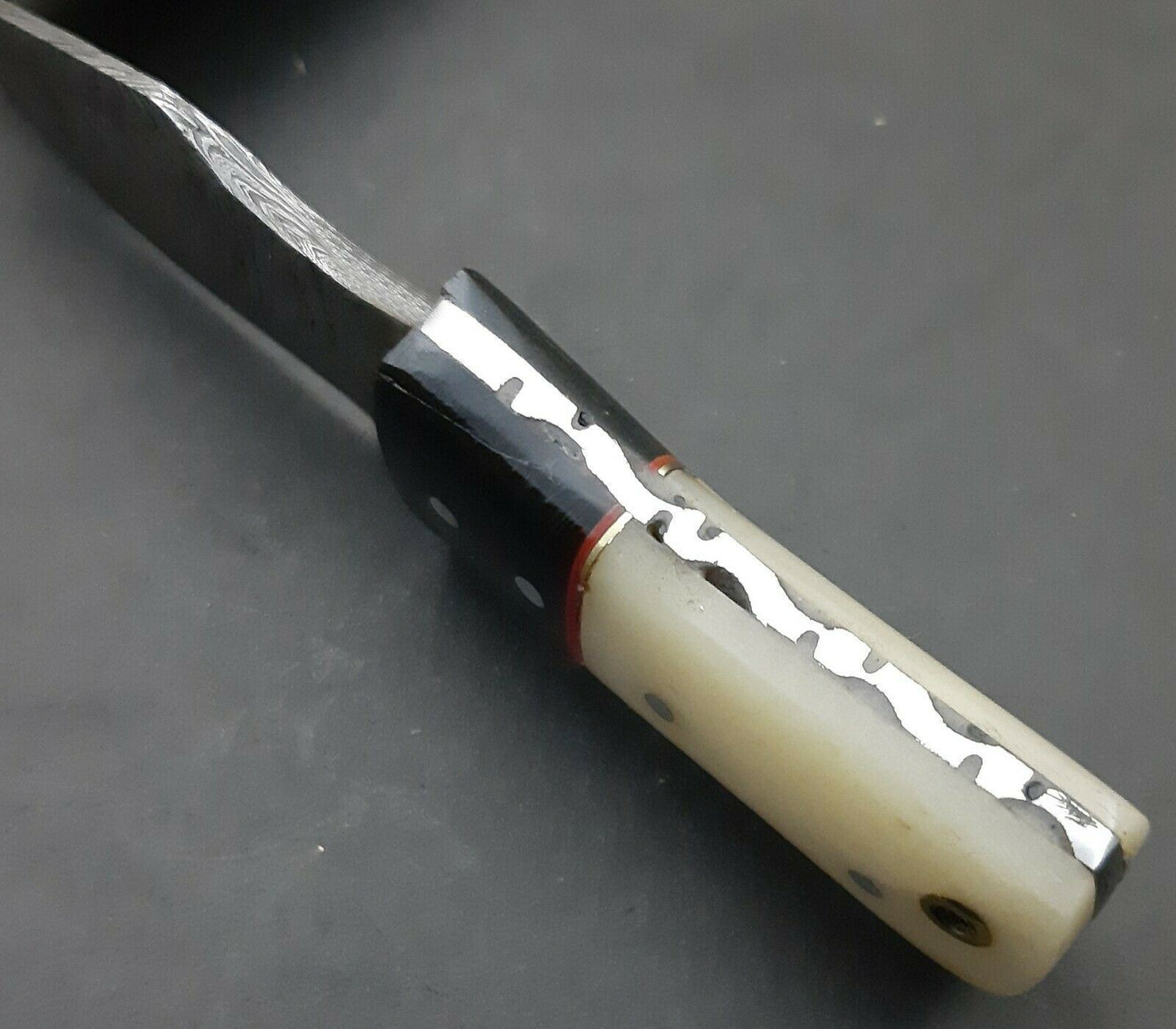 4.5" Handmade Damascus Steel Mini Neck Skinner Knife " Bone & Horn Handle"