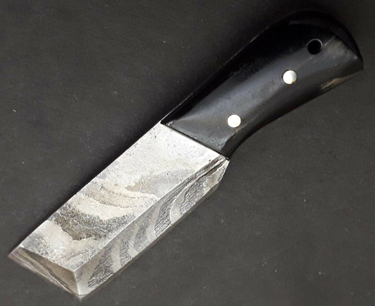 Handmade Damascus Steel Mini Neck Skinner Knife "Buffalo Horn Handle" (8)