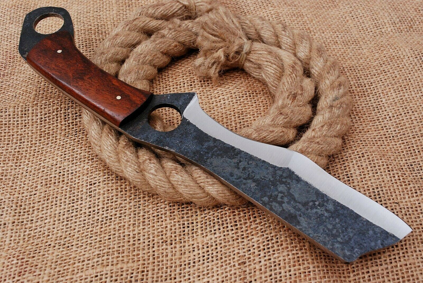 12" Custom Hand Forged Railroad High Carbon Steel Hunting Cleaver Knife (707)