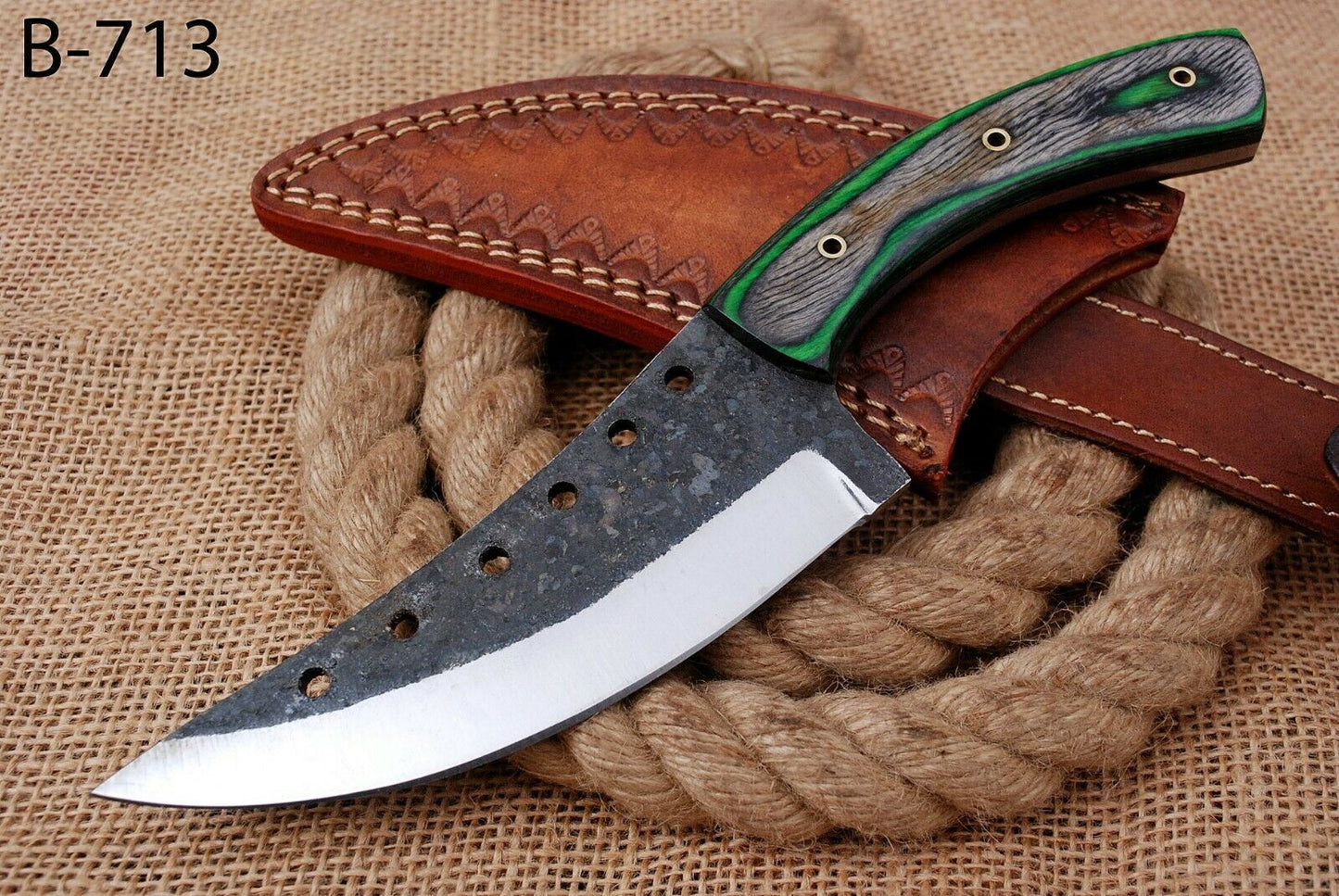 10" Custom Hand Forged Railroad High Carbon Steel Hunting Butcher Knife (713)