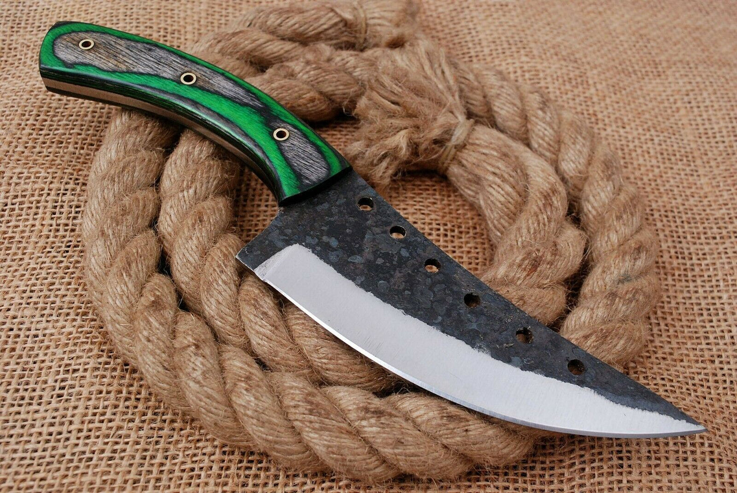 10" Custom Hand Forged Railroad High Carbon Steel Hunting Butcher Knife (713)