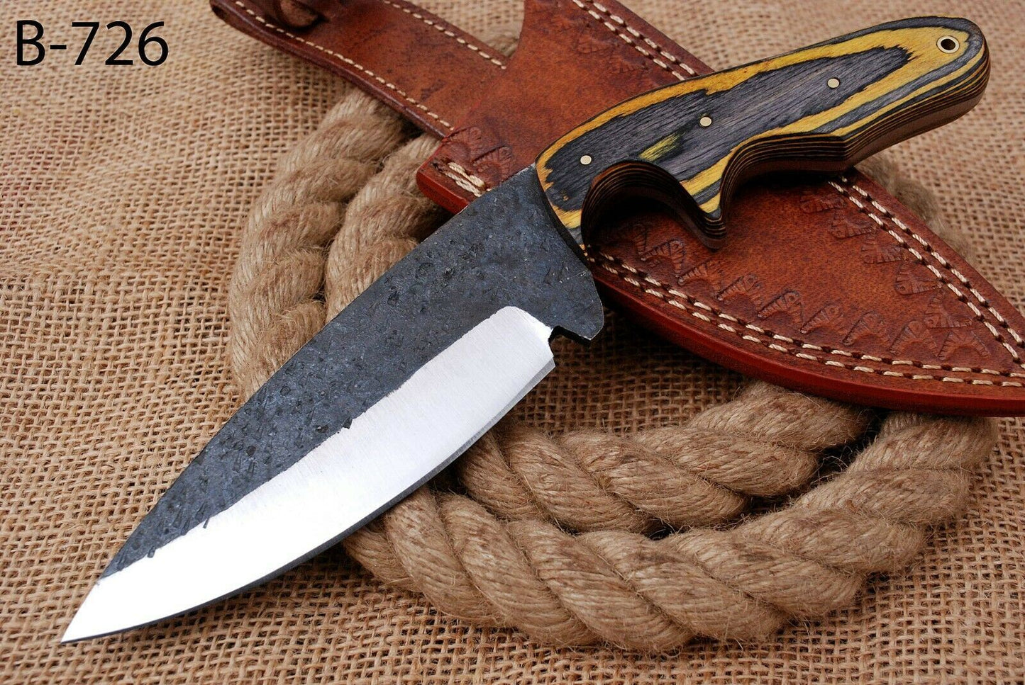 10" Custom Hand Forged Railroad High Carbon Steel Hunting Skinner Knife (726)