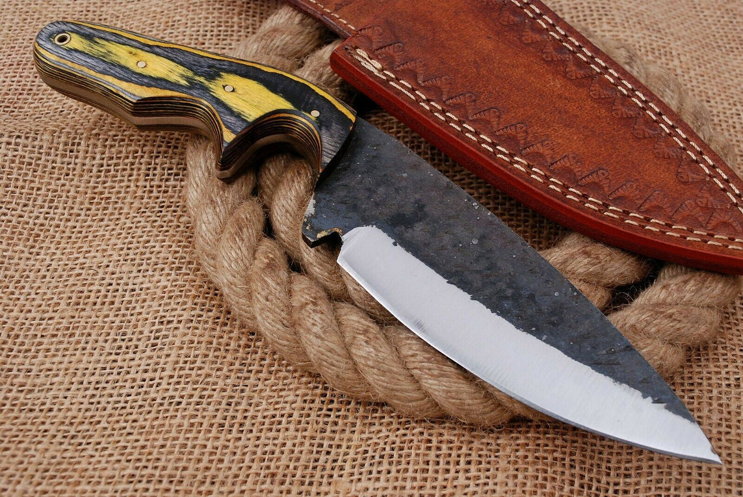 10" Custom Hand Forged Railroad High Carbon Steel Hunting Skinner Knife (726)