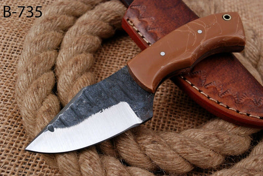 6" Custom Hand Forged Railroad High Carbon Steel Hunting Skinner Knife (735)