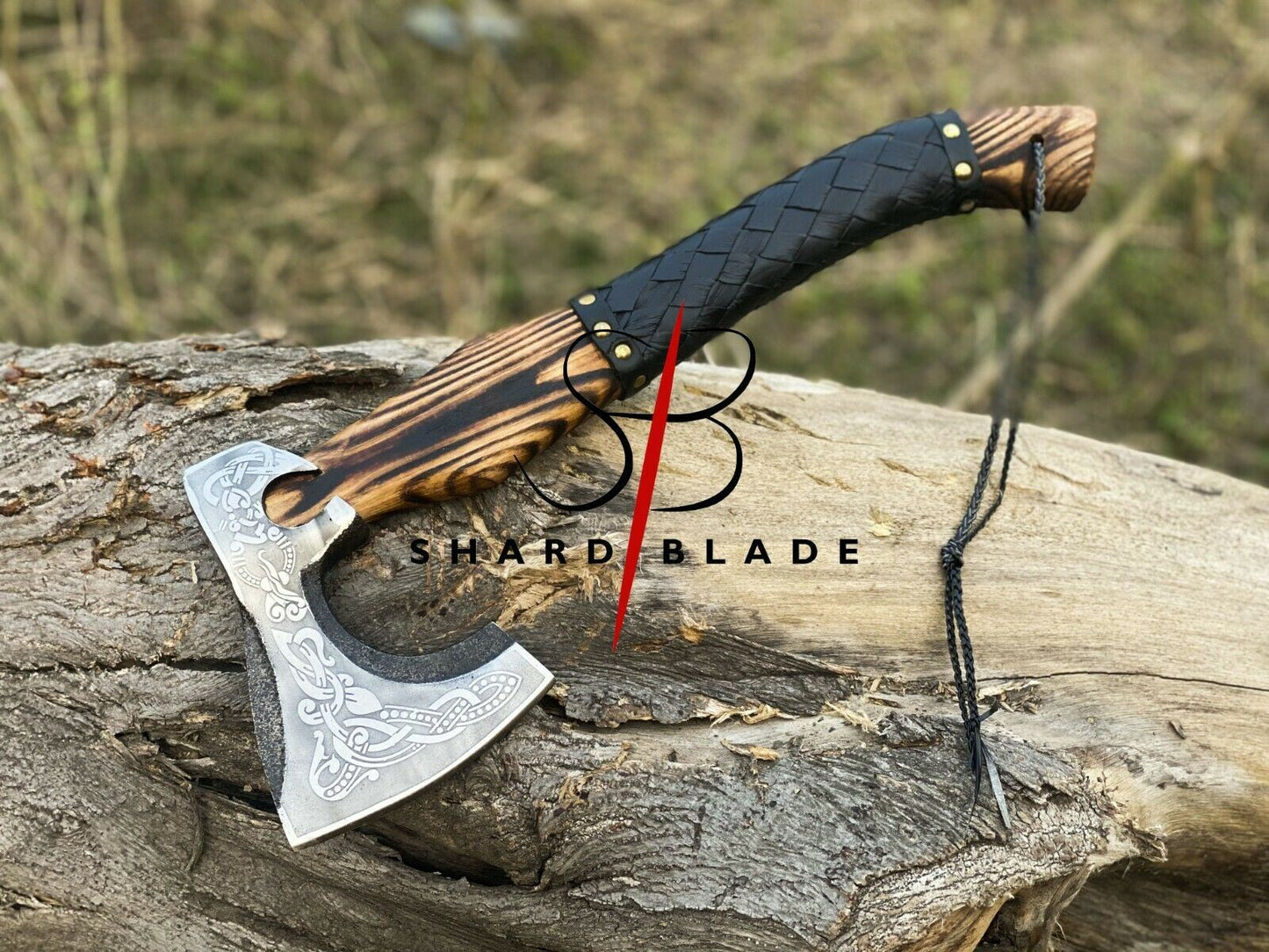 Custom Handmade Carbon Steel Viking Axe Throwing Axe Ash Wood Handle with Sheath