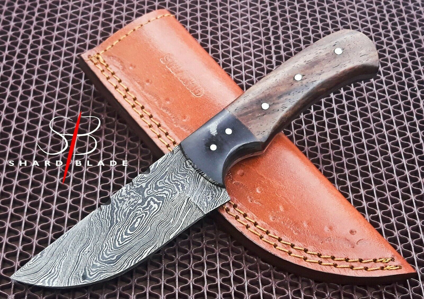 Beautiful Handmade Damascus Steel Hunting Skinner Knife "Rose Wood Handle"