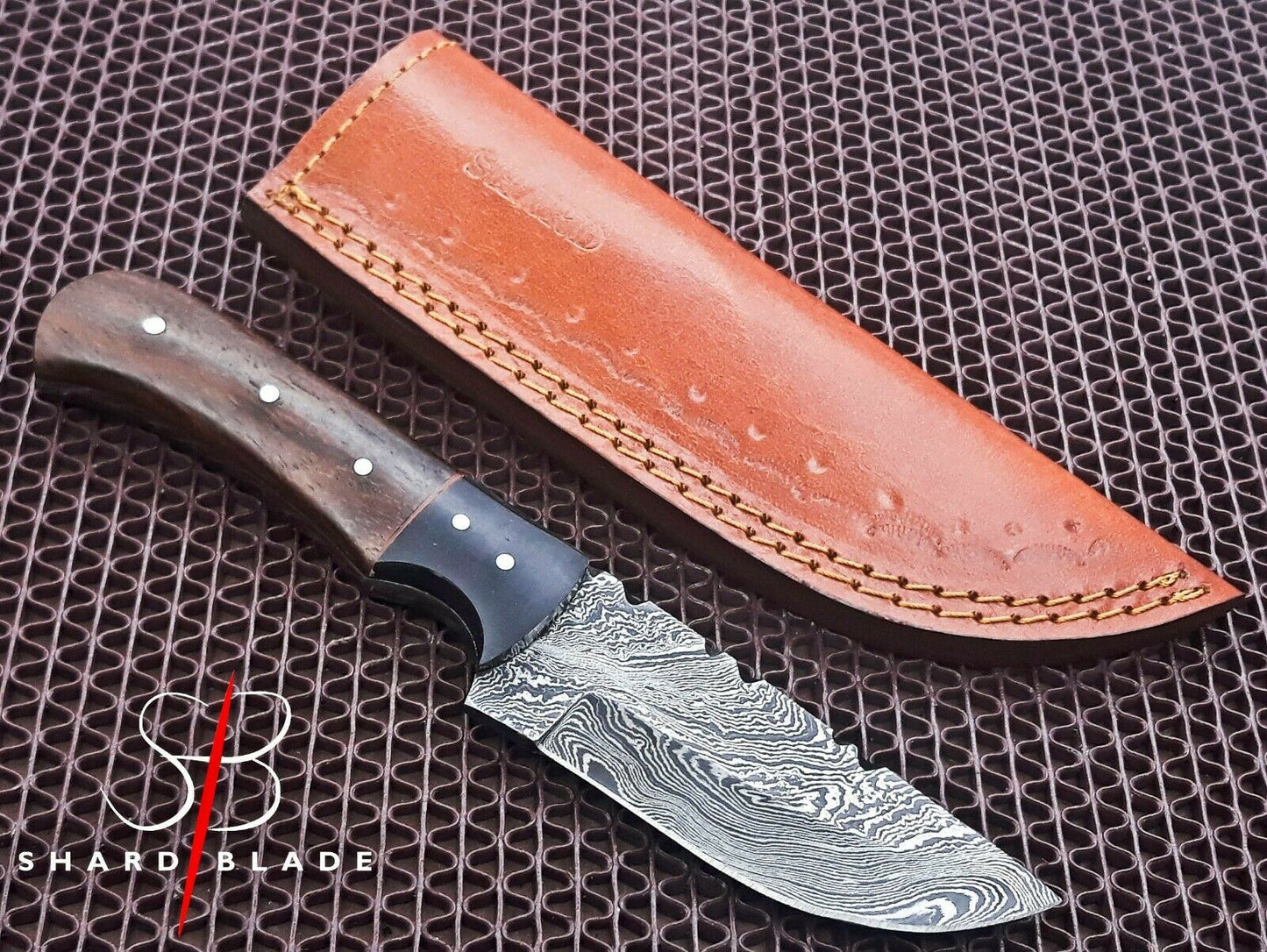 Beautiful Handmade Damascus Steel Hunting Skinner Knife "Rose Wood Handle"